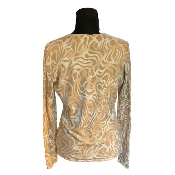 J. McLaughlin Crew Neck Modal Blend Sweater Size M Neutral Animal Print - Picture 4 of 8